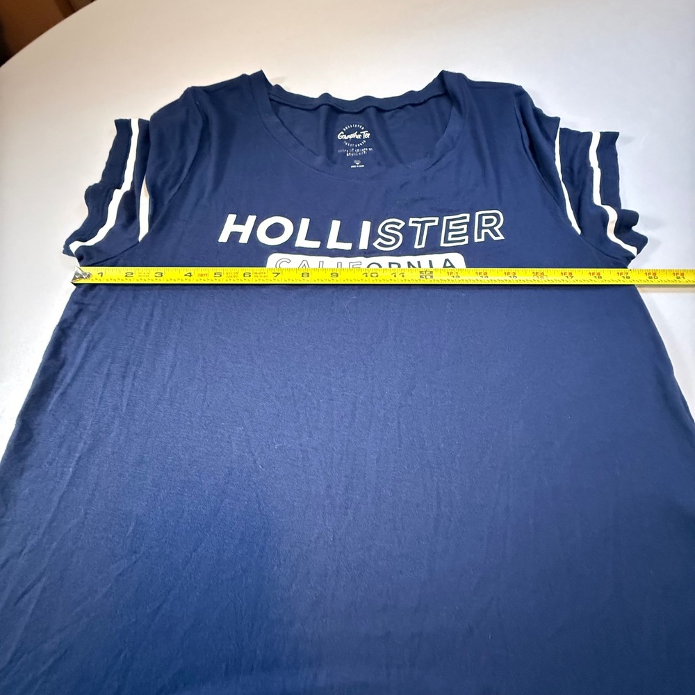 Hollister California XL Graphic T-Shirt Blue Varsity Stripe Scoop Neck Shirt - Picture 5 of 6